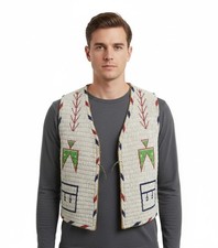 Powwow Regalia Vest Hand Beaded Native Traditional Tribal Outfit PRV134