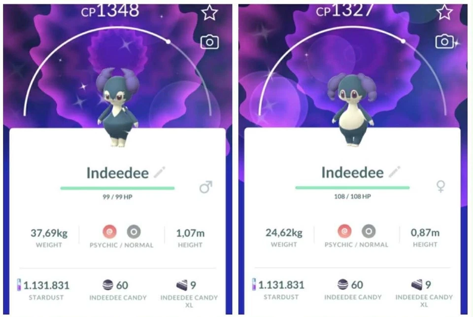 Pokémon Go Shiny Indeedee (Male / Female) - Mini PTC 80K Stardust
