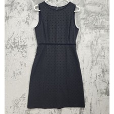 Talbots Dress Womens 2 Black Ponte Flock Dot Sheath Velvet Stretch Preppy Party