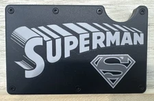 Metal Wallet - Laser Engraved Superman S Black - RFID Blocking