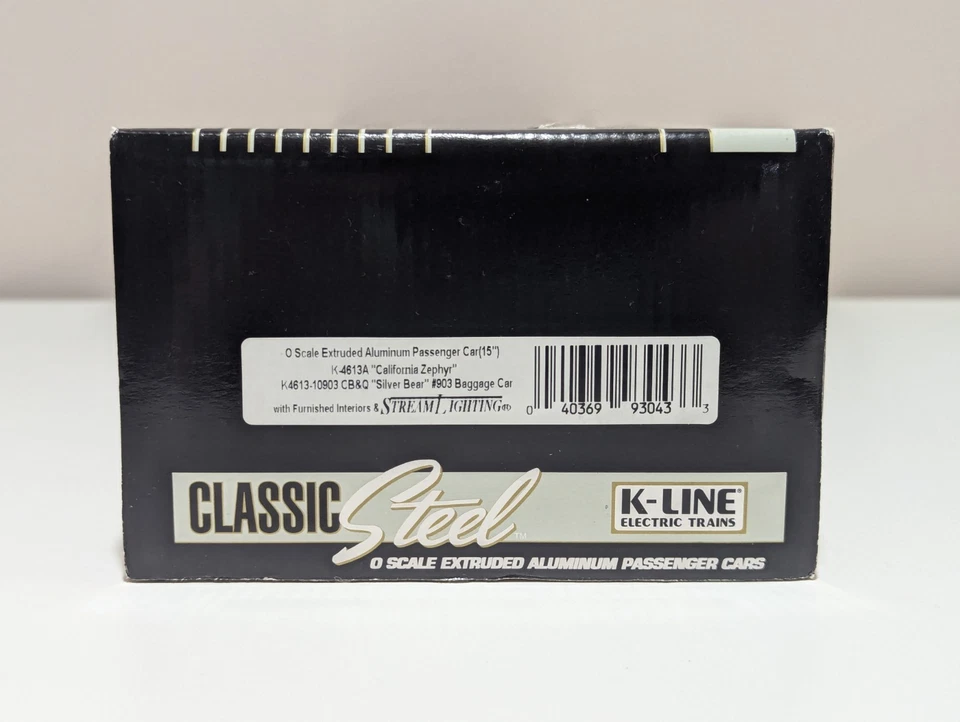 K-Line CB&Q K-4613-10903 Calif Zephyr Silver Bear 15"#903 Passngr Car O-guage - Image 2 of 4