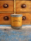 Early Antique Wood & Tin Spice Box ca. 1860 Original Ginger Stencil