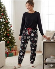 Disney Tim Burton's The Nightmare Before Christmas Fleece Pajama Pants Sz M 8-10