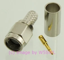SMA Male Coax Connector Crimp LMR-200 2-PK REVERSE THREAD - by W5SWL