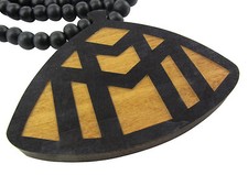 WOODEN MAYBACH MUSIC PENDANT PIECE w 36" CHAIN NECKLACE BEAD GOOD WOOD RICK ROSS