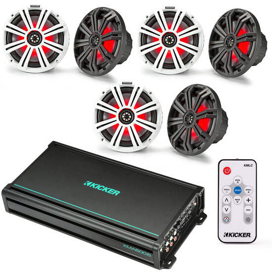 3 Пары 6 Морских коаксиальных динамиков Kicker KM65L серии 65 КМ с усилителем и Rem 14619000₽