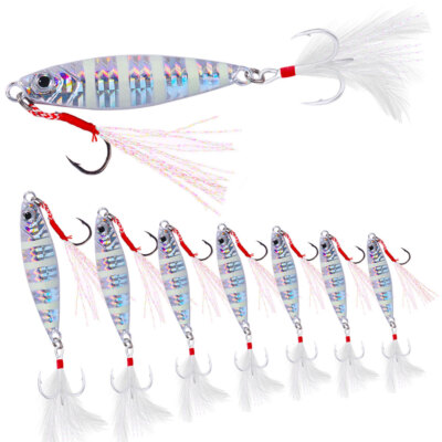 10/20PCS Metal Lead Jig Fishing Lures Jigging Bait Saltwater Tackle Hooks  Glow