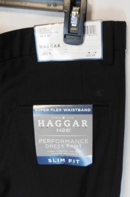 Men's Haggar Slim Fit Performance Dress Pants Black 30x30 for sale online |  eBay