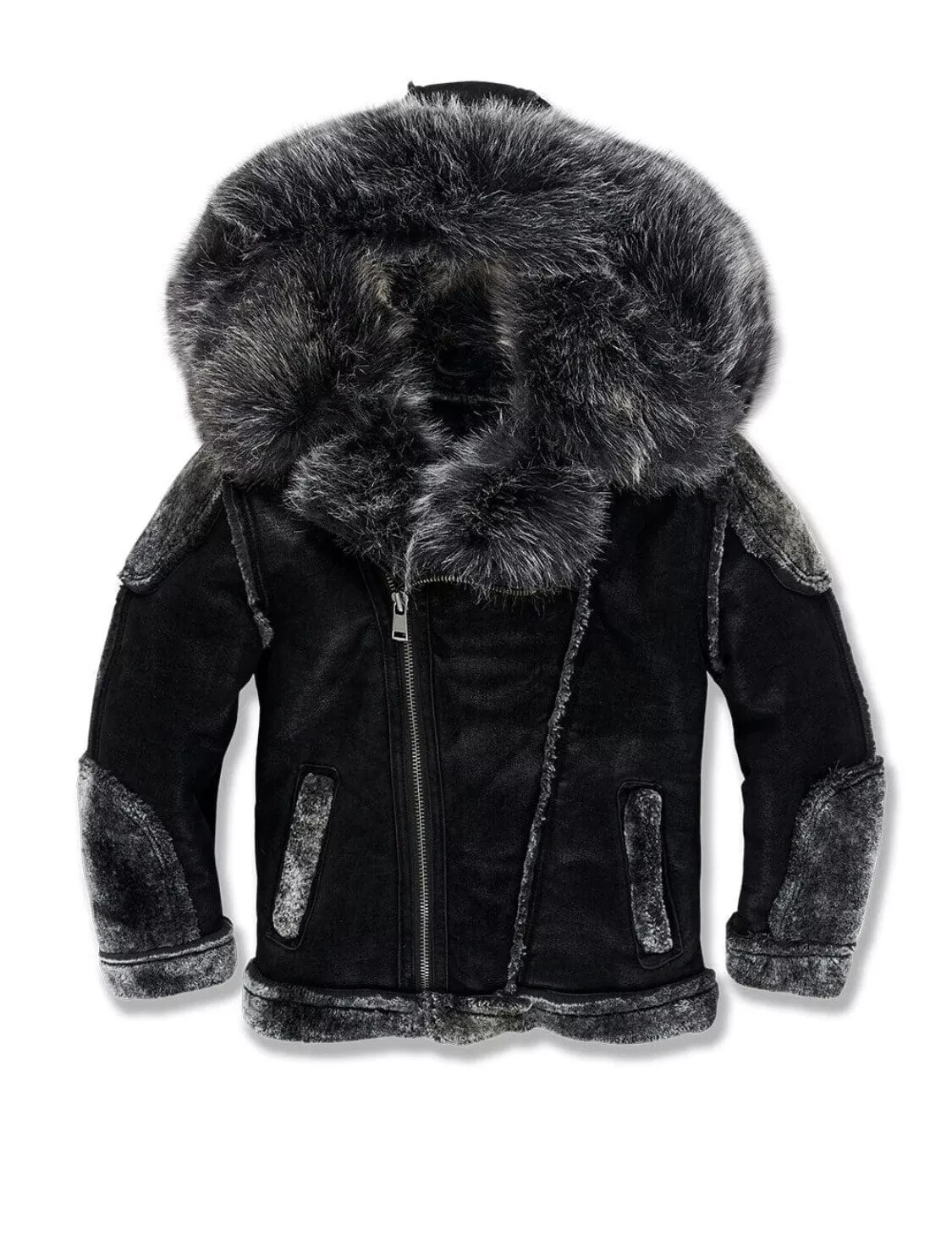 JORDAN CRAIG (KIDS) BLACK SHEARLING MOTO JACKET