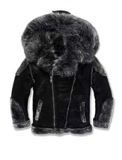 JORDAN CRAIG (KIDS) BLACK SHEARLING MOTO JACKET