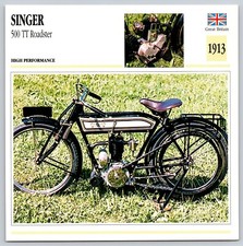 Singer 500 TT Roadster  1913 Great Britain Edito Service Atlas Motorcycle Card