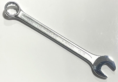 HEYCO 13/16'' Combination Wrench 12 Point Satin Chrome Finish Narrow Profile