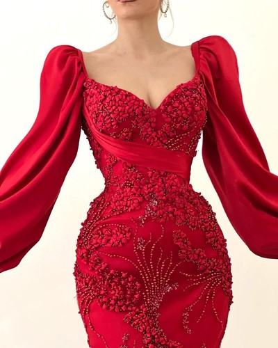New red Tulle Prom Dress Straps Lace Bodice Party Women Wedding Sequins - Picture 3 of 5