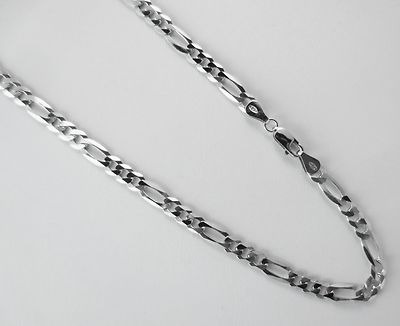 5 mm Figarokette leicht rhodiniert über Sterlingsilber 20,22,24,30'' Italien