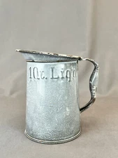 Vintage Gray Mottled 1 Qt Liq'd Embossed Enamelware Graniteware 6  ¼” Measure