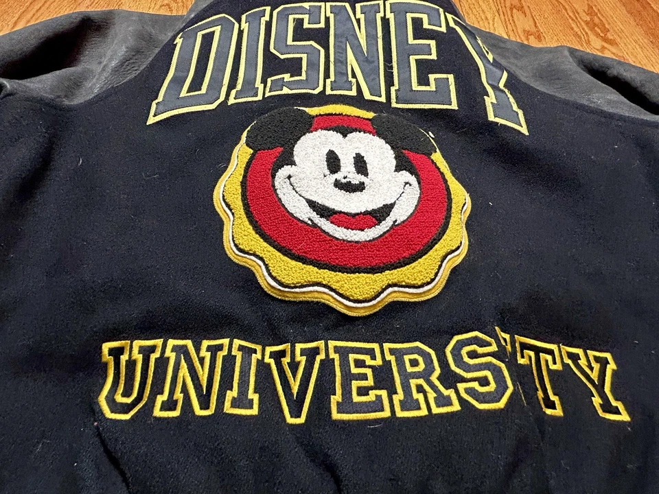 Chaqueta Universitaria Mickey Inc De Colección Años 90 Universidad Disney Lana Y Cuero Para Hombre L Foto 3 de 4