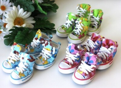 USA SELLER Dog Puppy SET of 4 Shoes Boots Sneakers Pink Blue Green Flowers