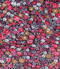 Edredón de algodón multifloral rojo y negro 3 1/3 YDS X 34"w, artesanía, tela de costura de muñeca