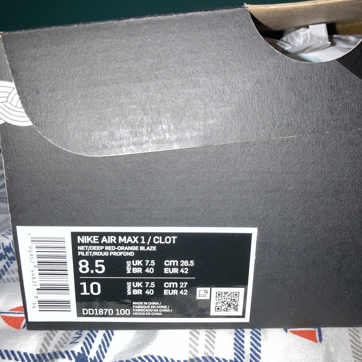 Size 8.5 - Nike Air Max 1 x CLOT 2021 Kiss Of Death 194957448319| eBay