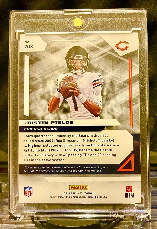 2021 Justin Fields #d 1/5 Panini Football Triple Swatch Rookie Auto RPA RC - Image 2 of 3