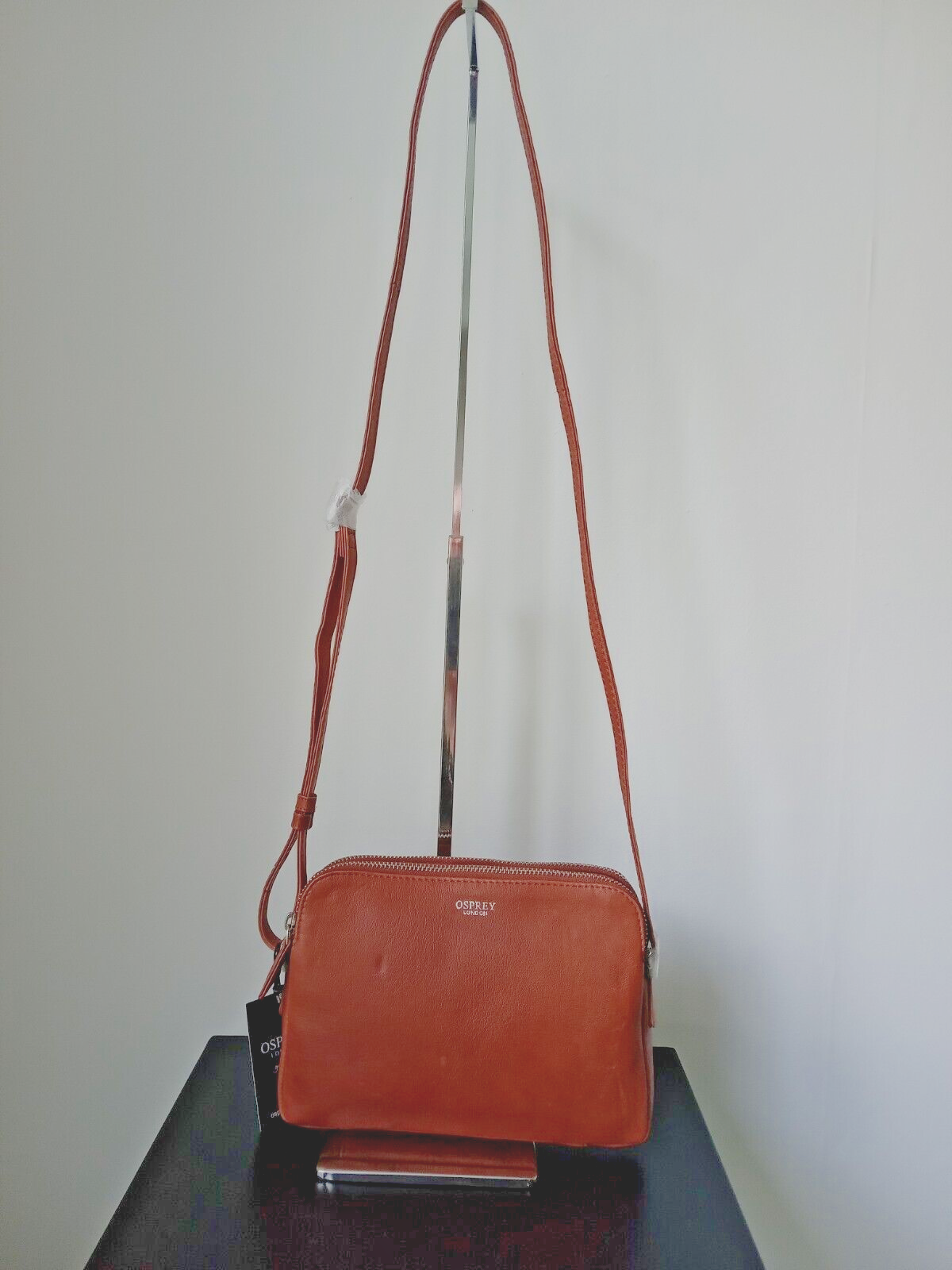 OSPREY LONDON JURA CROSSBODY BAG COGNAC CRUNCH LEATHER HANDBAG **RRP £