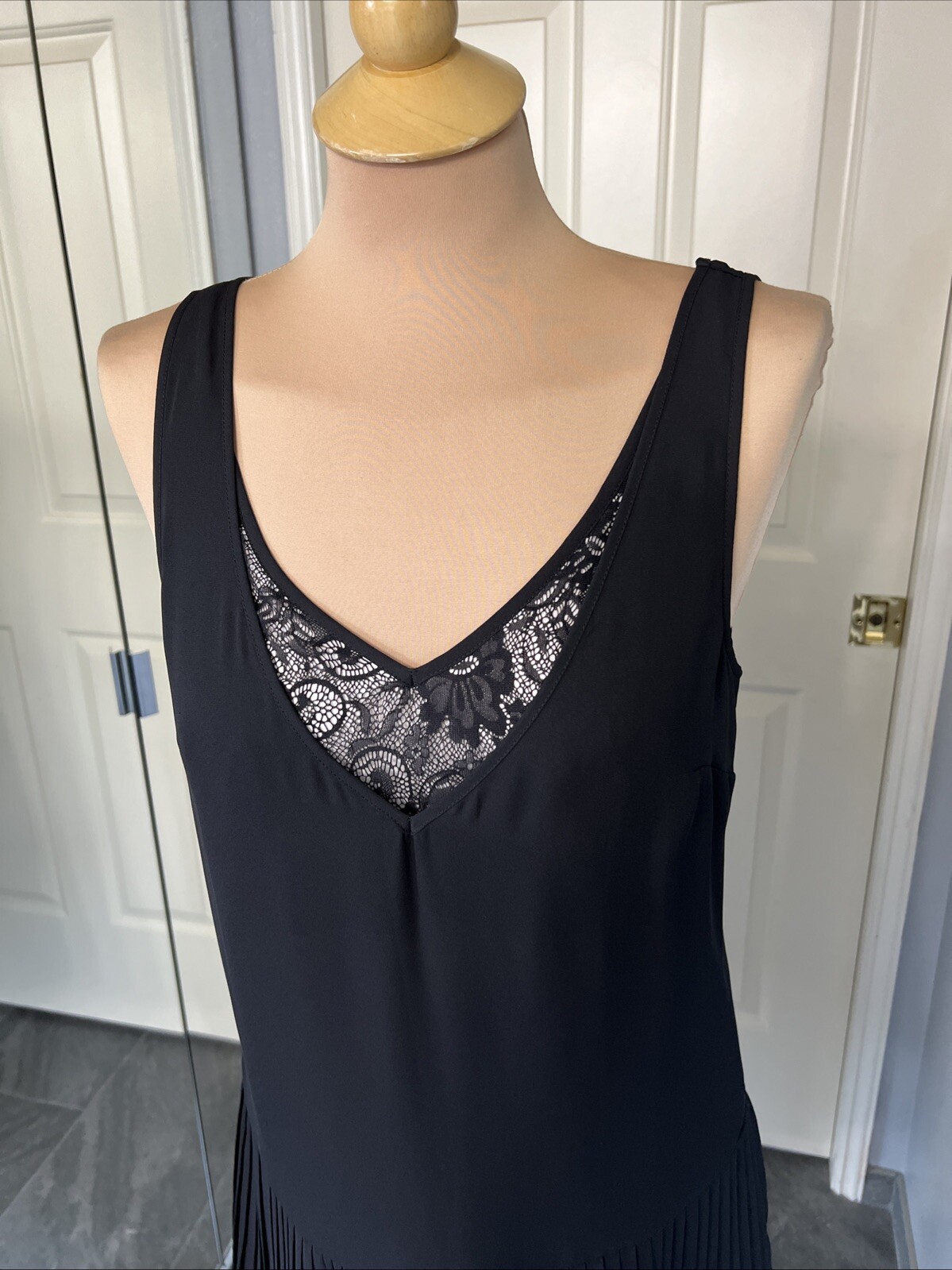 Vero Moda Women’s Black Dress Size Medium Flapper Pleated Whimsigoth Gatsby LBD