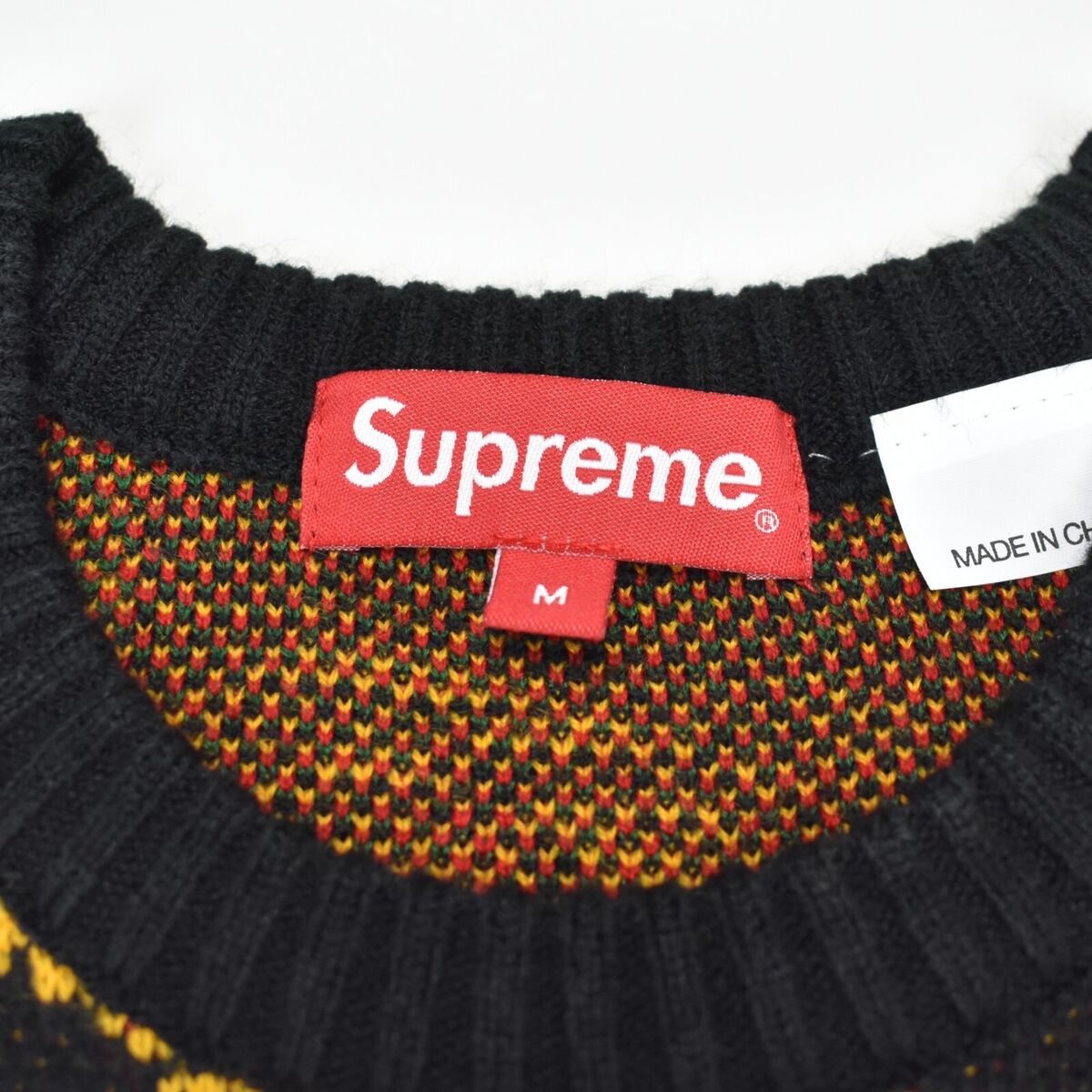 NWT Supreme Jacquard Knit Scarf Logo Sweater Black Rasta NWT Supreme Jacquard Knit Scarf Logo Sweater Black Rasta
