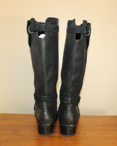 UGG Womens Boots Sz 8.5 Darcie Black Leather Tall Riding 1004172 Full Zip - Picture 12 of 18