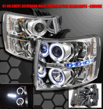 07-13 Chevy Silverado Halo Led Projector Headlight Lamp Chrome 1500 2500 3500 Hd