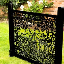 Garden Metal Fence Water Mill Art Panel Durable Fencing Screens Screening Laser