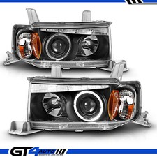 For 2004 05 06 Scion xB bB XP30 LED Halo Strip Projector Black Headlights Pair