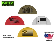 for Glock 43X 48 Grip Frame Plug Aluminum Black Laser Engraved U.S. Flags