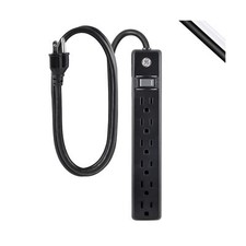 GE 6-Outlet Power Strip, 6 Ft Extension Cord, Heavy Duty Plug, Grounded, Inte...