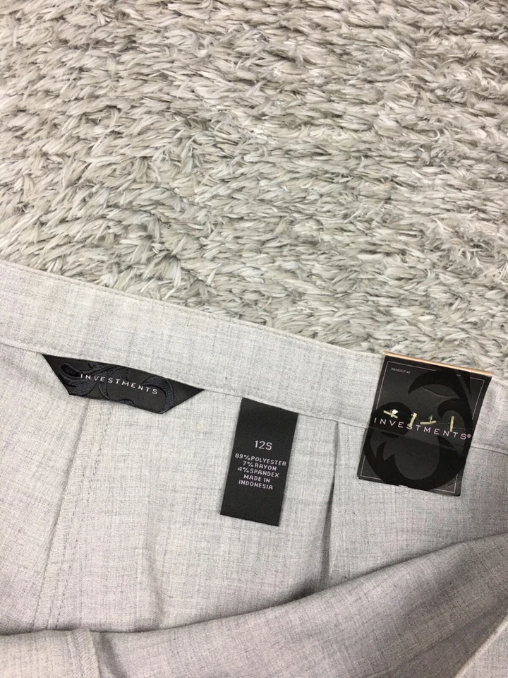 Investments Straight Leg Dress Pants Womens Size 12S Short Petite Gray Career - Image 4 of 4