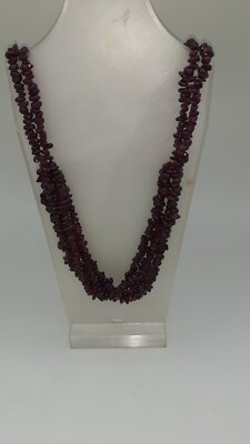 Orissa Rhodolite Garnet Chips Multi Row Necklace ''20'' Sterling Silver 441.20 ctw