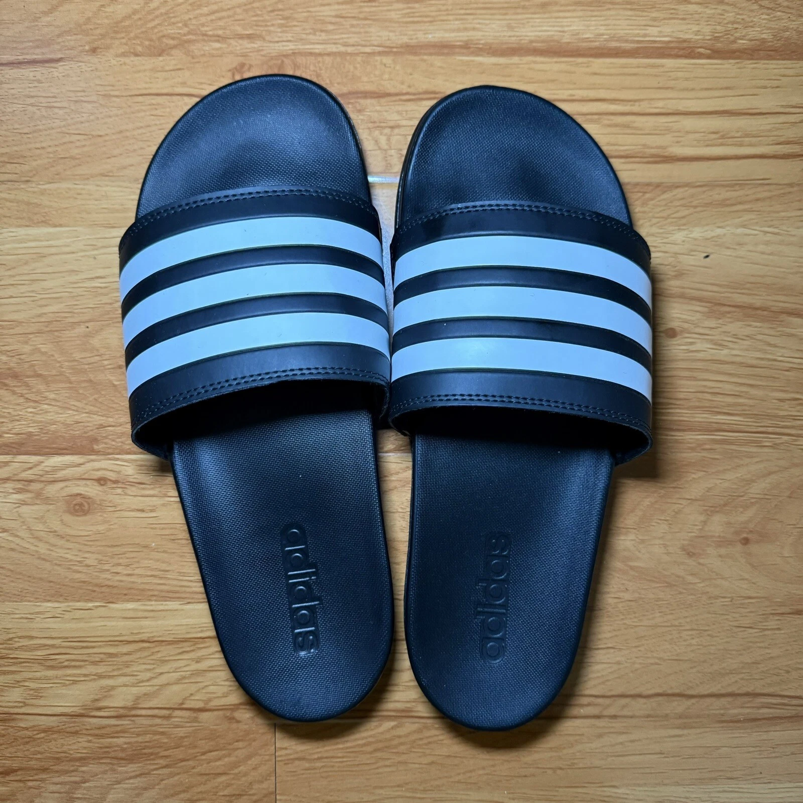 Adidas Adilette Aqua Unisex Slides Nero con Strisce Bianche US Uomo 8