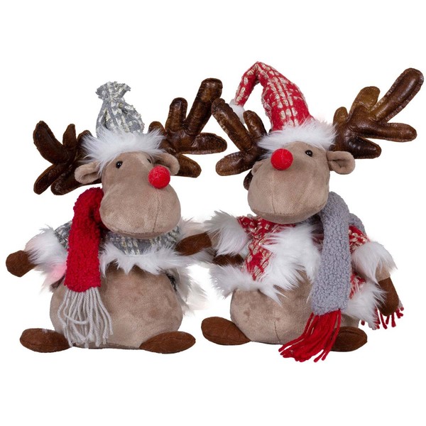 Elch 30Cm (40Cm) Hirsch 2 StüCk Sitzend Dekofigur Rentier Weihnachtsdekoration-image