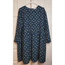 Asos Design Curve Teal Floral Long Sleeve Smock Mini Dress- Size 12