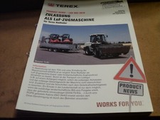TEREX  RADLADER LGB 009 ZULASSUNG ALS LoF-ZUGMASCHINE 4 SEITEN BROSCHÜRE 2010