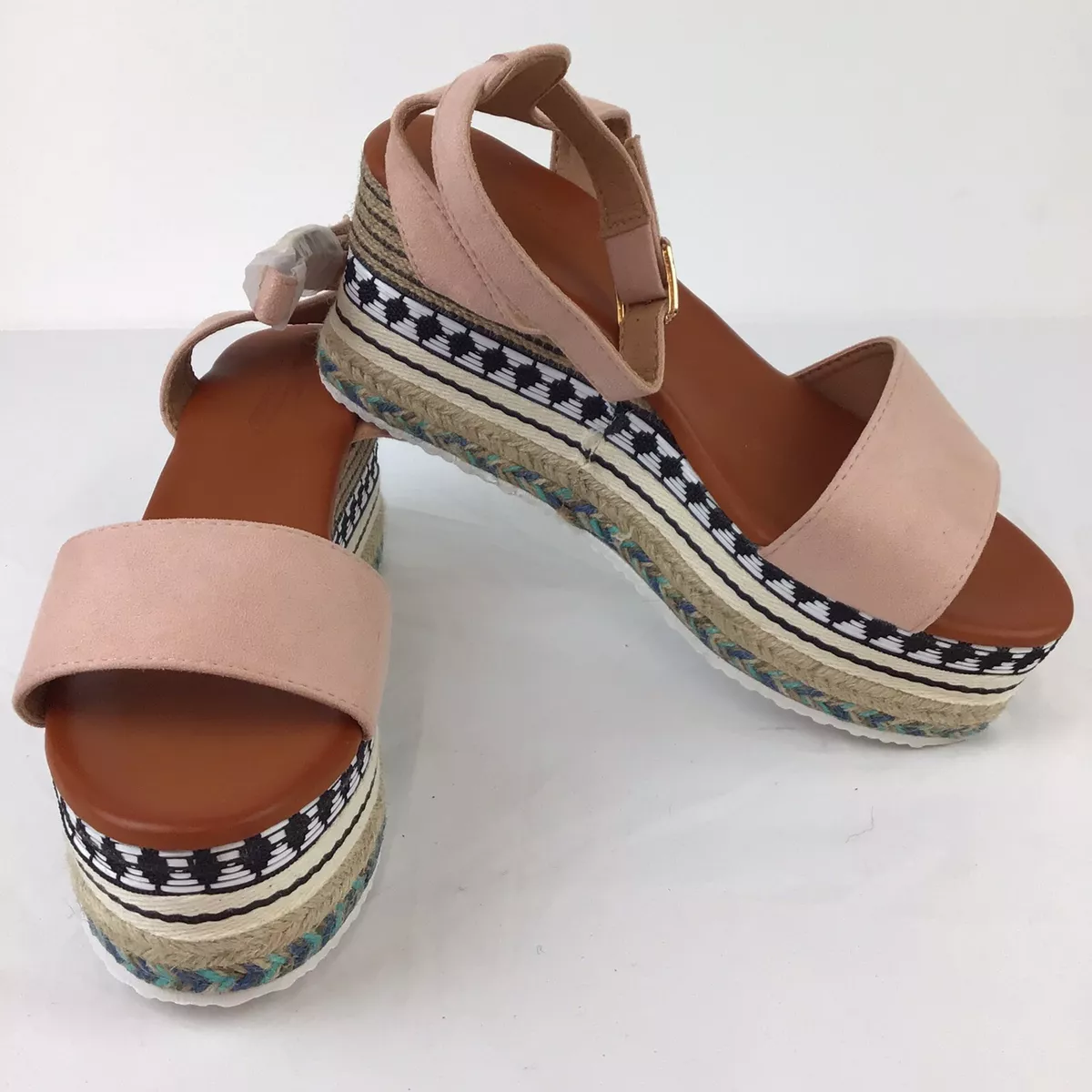 Pale pink top wedge sandals