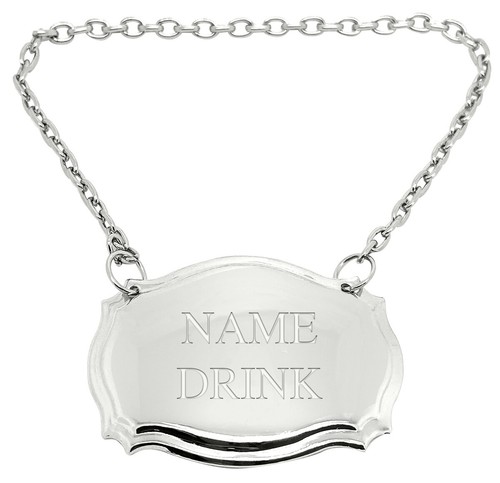 Any Name, Any Drink Engraved Silver Plated Decanter Label - Picture 2 of 4