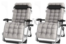 Image of Zero Gravity Chair With Cushion Outdoor Padded Foldable Sun Lounger Patio UK