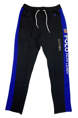 Polo Ralph Lauren 1967 Black Blue Track Racing Jogger Sweatpants Men's Size  S | eBay