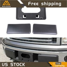 Front Bumper Guards Pads&License Plate Frame Bracket For Ford F-150 2009-2014