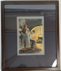 New ListingWatercolor Painting Original Moody Old World Scene Man & Woman Framed & Matted