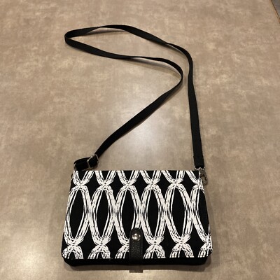 Thirty-One~Double Up Crossbody Purse, Black Links, Black & White Organizer NWOT!