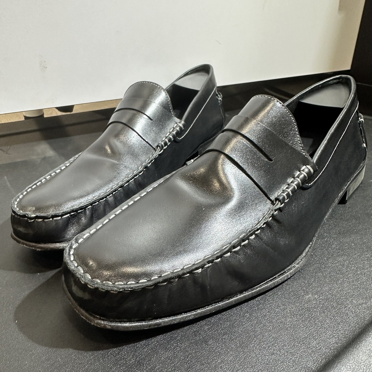 Leonardo Firenze Black Casual Leather Woven Lace Up Dress Shoes size 43 17386852PV_14_f.jpg main image 4