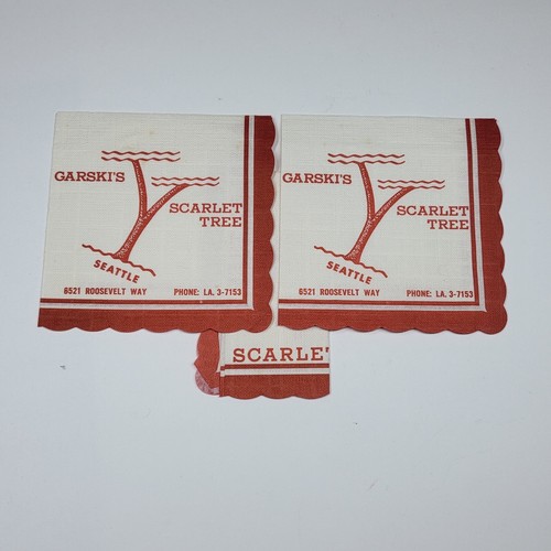 Garski’s Scarlet Tree Seattle - 3 Vintage Paper Cocktail Napkins 1960s