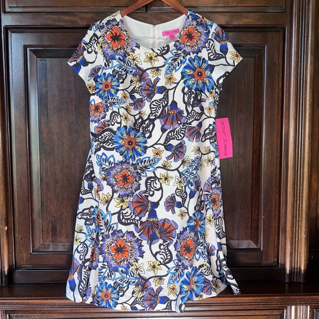 betsey johnson blue and white dress Betsey Johnson Floral Dress