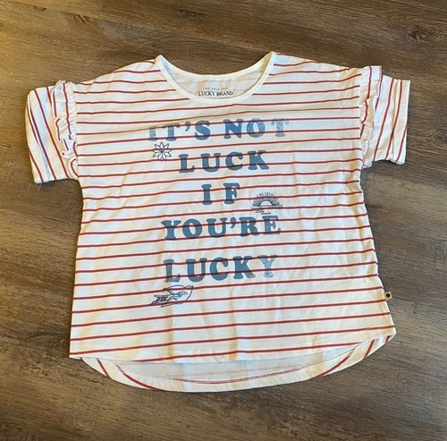 Lucky Brand Nautical Girls Size Large Striped Shirt Embroidered Kids